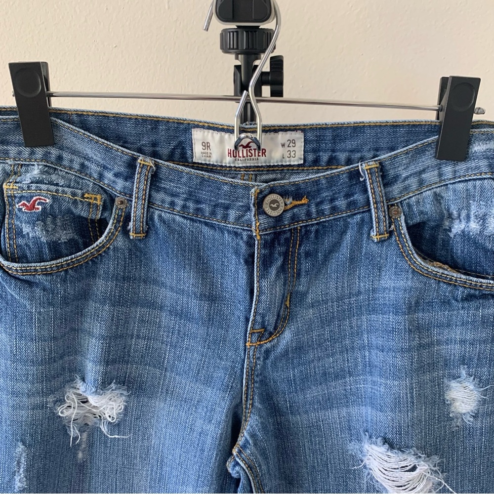 Hollister Y2K Cali Flare Low-Rise Distressed Blue Jeans Size 9R - Picture 2 of 4